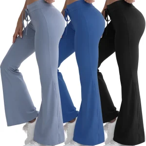 3pcs Women's High-Waisted Yoga Workout Flare Leg