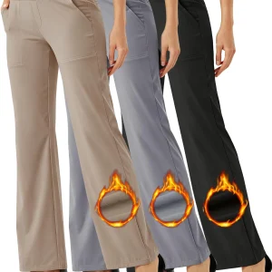 3PCS Women's High Waist Zippered Wide Leg Palazzo Pants with Pockets
